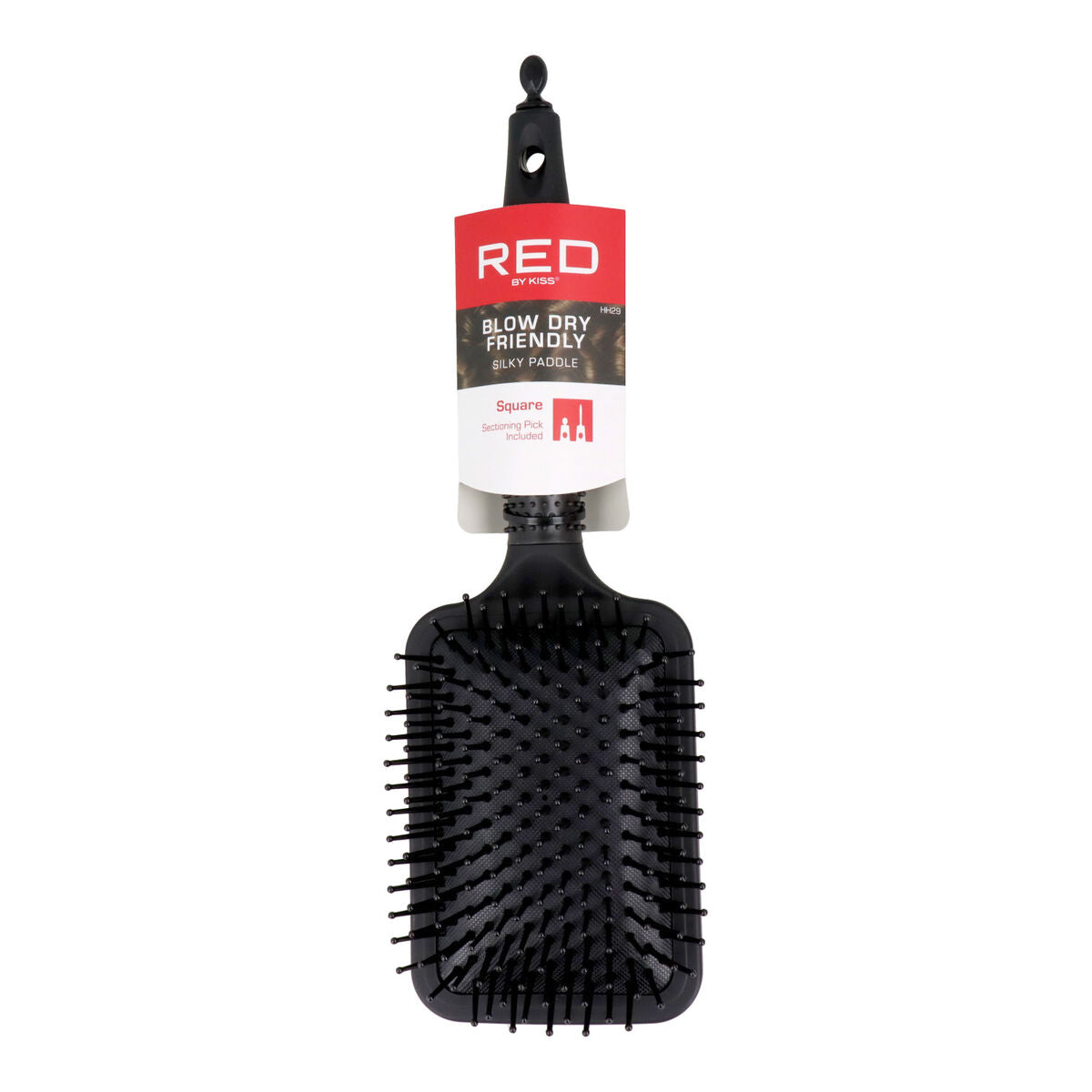 Detangling Hairbrush Red Kiss Kiss Rubberized Black Squared Red Kiss