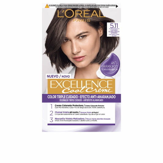 Permanent Colour Creme L'Oreal Make Up Excellence Cool 5.11-castaño claro ceniza intenso