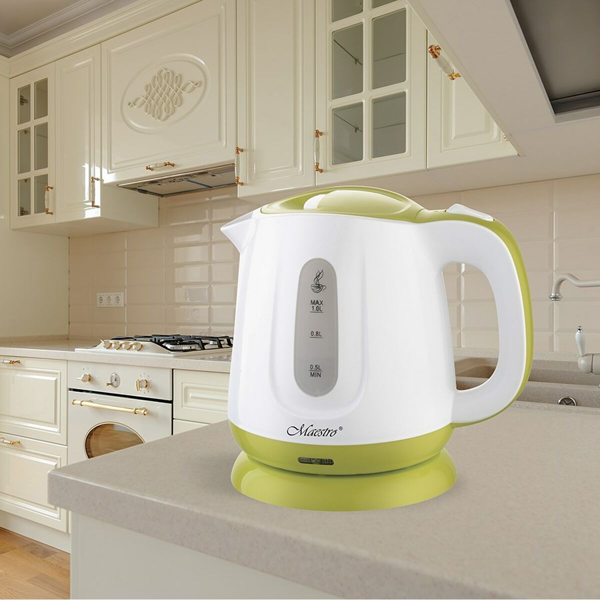 Kettle Feel Maestro MR013 White Green Plastic 1100 W