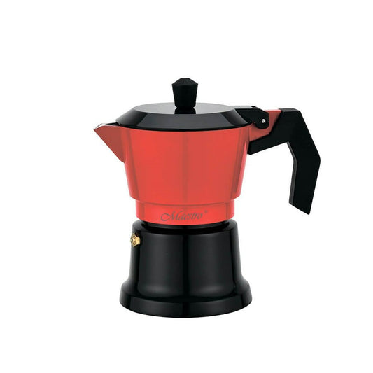 Italian Coffee Pot Feel Maestro MR-1657-3 Black Red Aluminium 150 ml 3 Cups