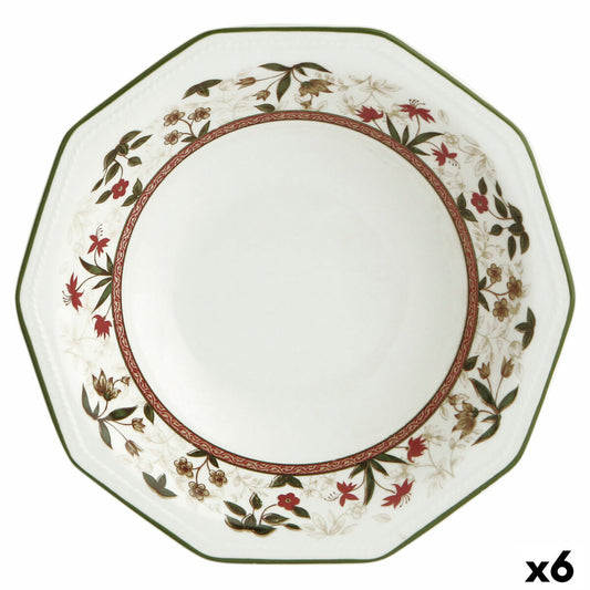 Deep Plate Queen´s by Churchill Assam Floral Ceramic China -astiat Ø 20,5 cm (6 yksikköä)