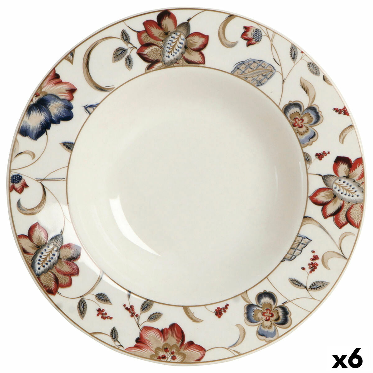 Deep Plate Queen´s by Churchill Jacobean Floral Ceramic China astiat 22,8 cm (6 yksikköä)