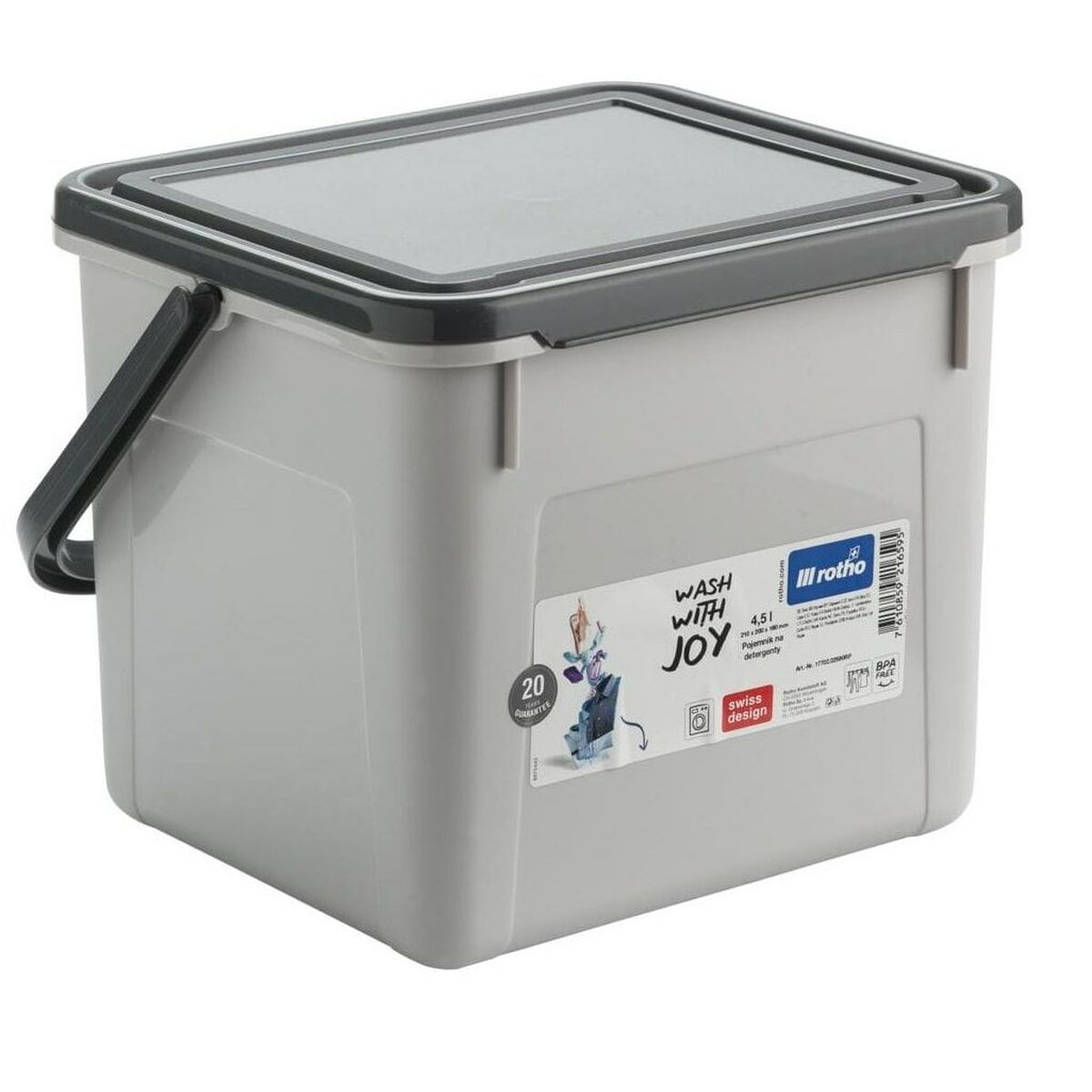 Säiliö Rotho Basic Grey 4,5 L Suorakulmainen