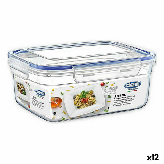 Hermetic Lunch Box Dem suorakaiteen muotoinen 2,3 L 24 x 18 x 10 cm (12 yksikköä)