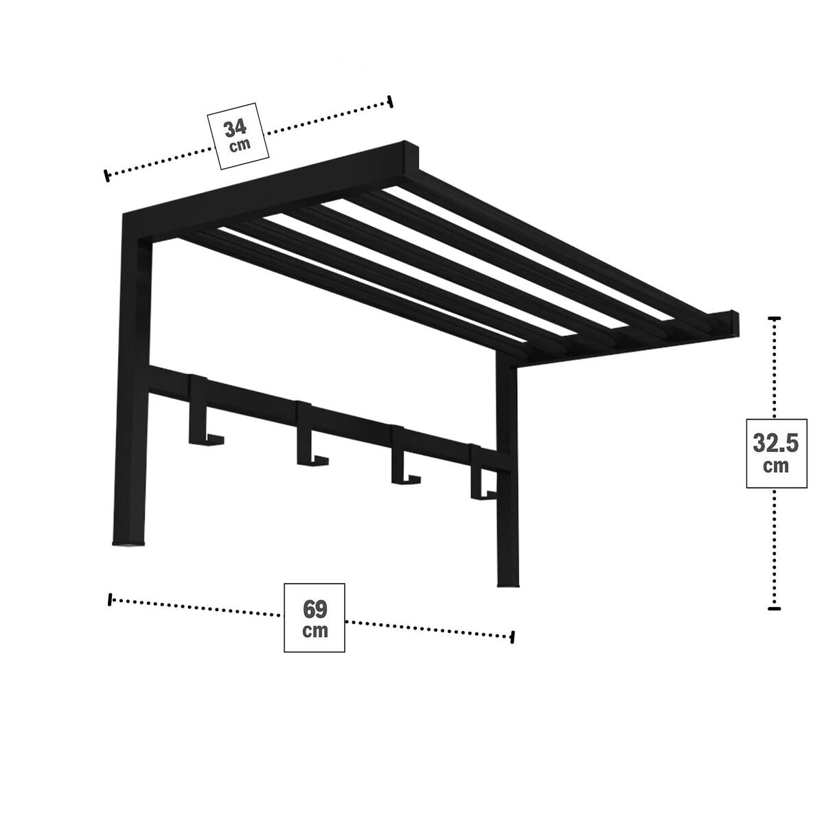 Coat rack with shelf Alexandra House Living Black Metal 69 x 32 x 34 cm