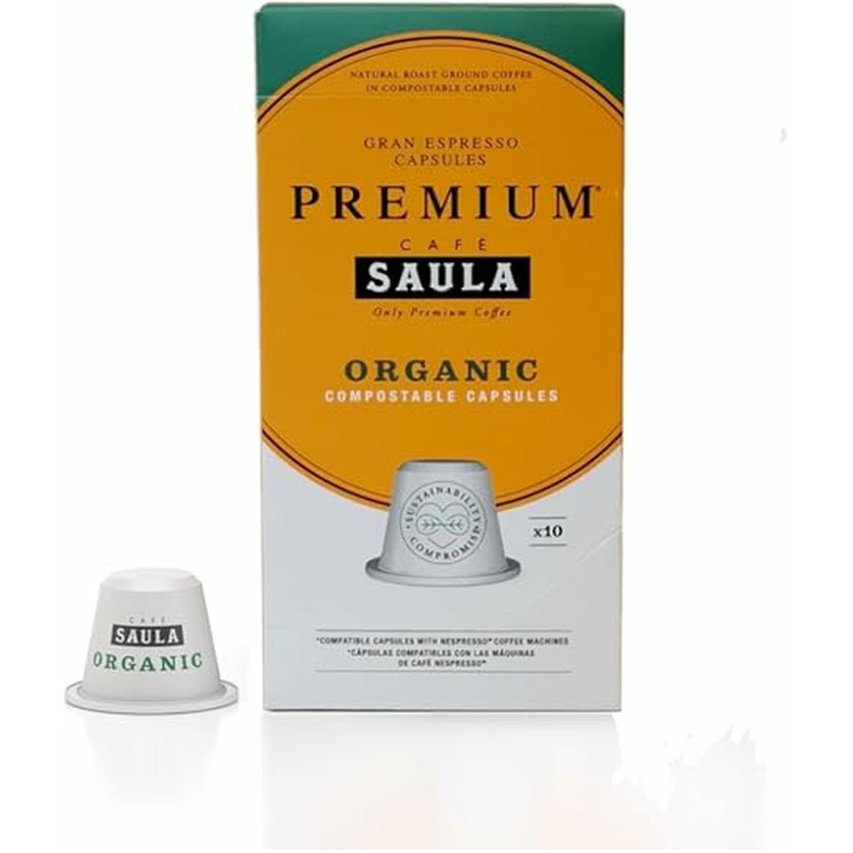 Kahvikapselit kotelolla Saula 30338181 Premium Organic 10Cap Zero