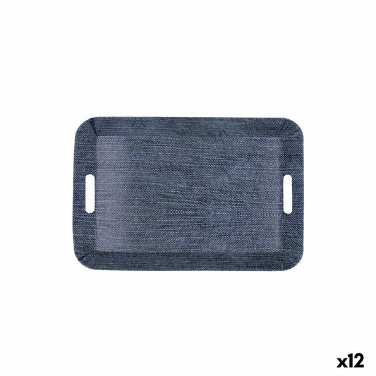 Aamiaistarjotin Quid Habitat Sininen Muovi 33 x 23 x 4 cm Kahvat Denim (12 kpl)