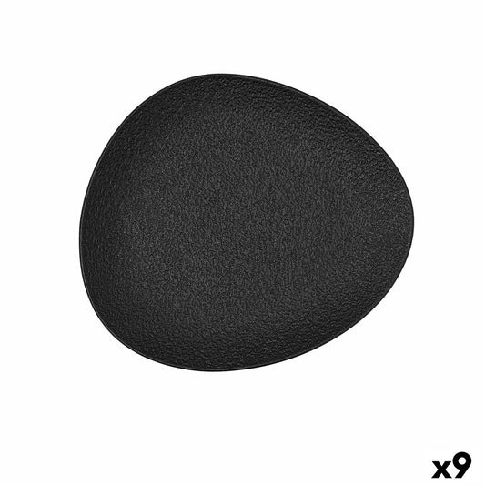 Tasainen Bidasoa Fosil Black Ceramic Ovaali 22,8 x 20,1 x 2,2 cm (9 yksikköä)