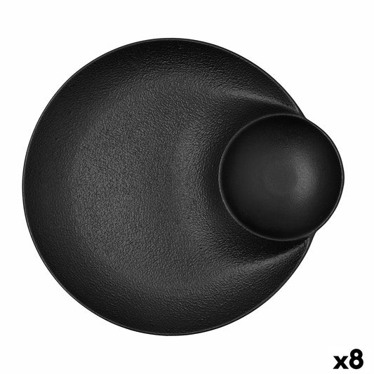 Syvä levy Bidasoa Fosil Black Ceramic 27,5 x 25,7 x 3,6 cm (8 yksikköä)