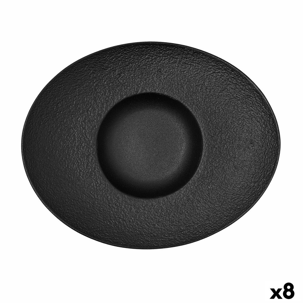 Syvä levy Bidasoa Fosil Black Ceramic Ovaali 27,3 x 22,2 x 5,7 cm (8 yksikköä)