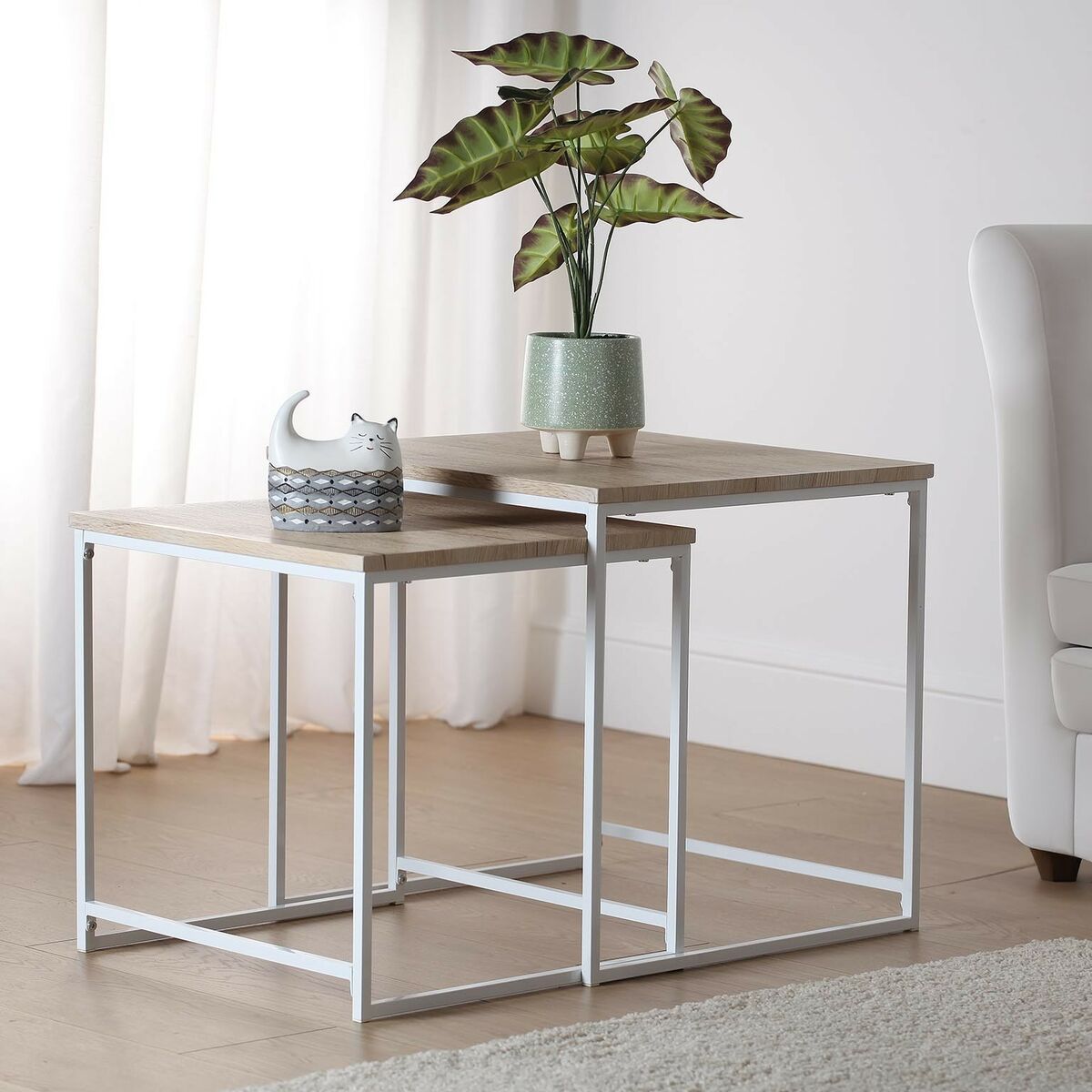 Set of 2 tables Versa White 50 x 50 x 50 cm (2 Units)