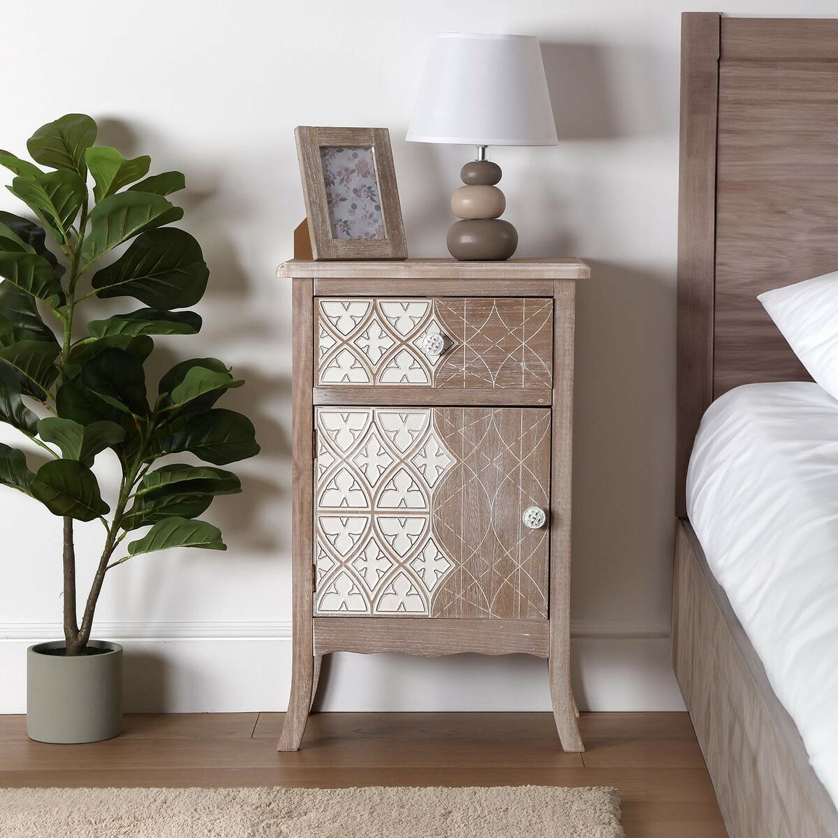 Nightstand Versa Lyra Paolownia wood MDF Wood 30 x 70 x 45 cm