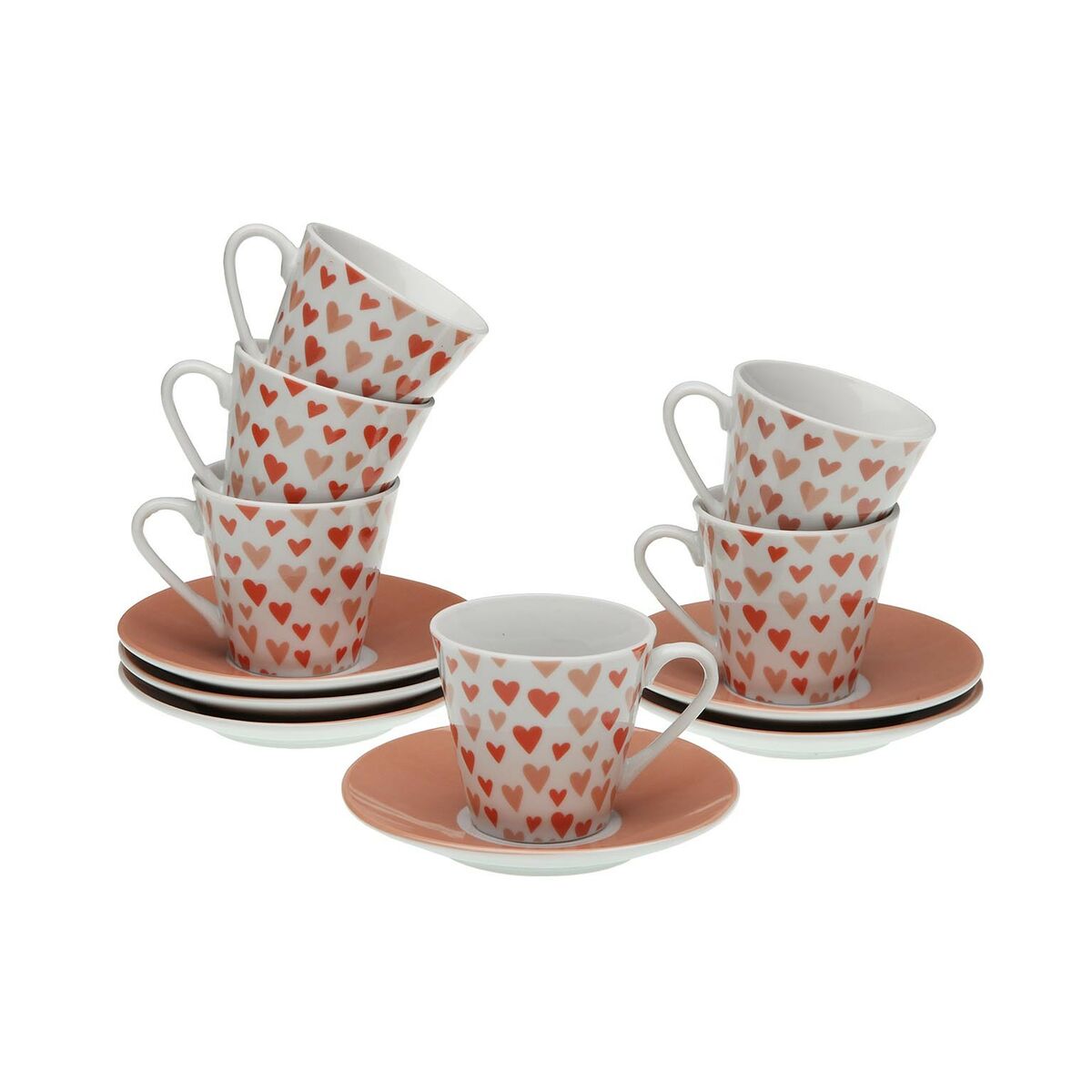 Set of 6 Cups with Plate Versa Amore Porcelain