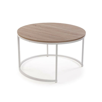 Set of 2 tables Versa Aurea White 48 x 48 x 42 cm 80 x 80 x 48 cm