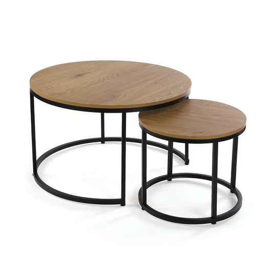 Set of 2 tables Versa Aurea Black 48 x 48 x 42 cm 80 x 80 x 48 cm