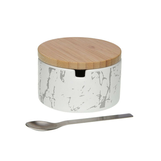 Sugar Bowl Versa Ceramic Bamboo Steel Dolomite 12 x 6,5 x 10 cm Versa