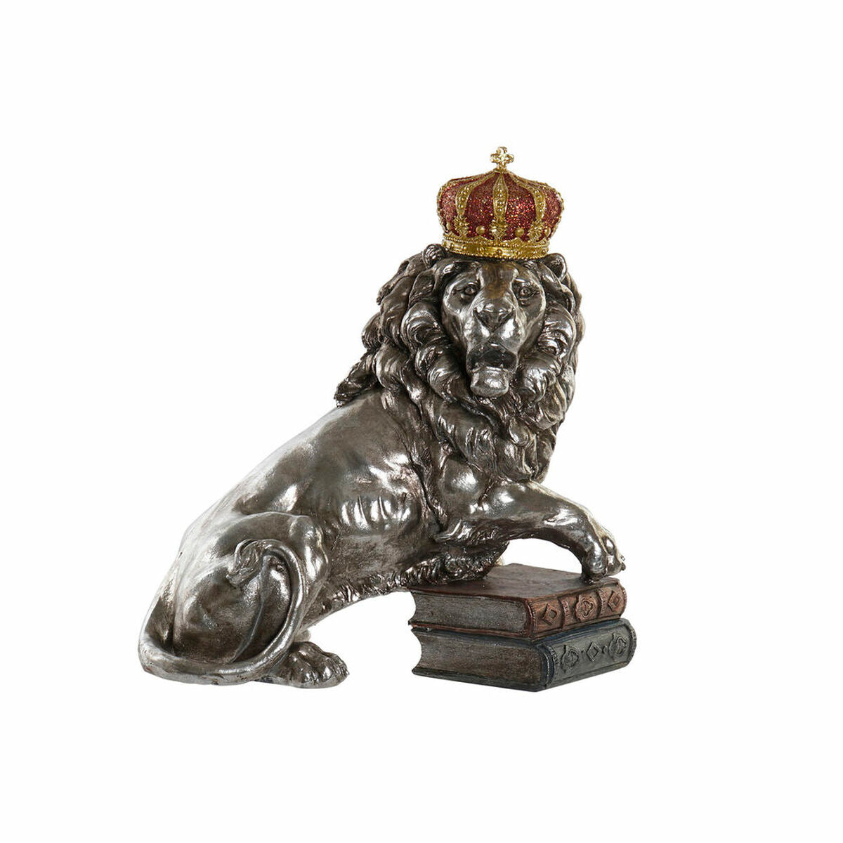 Decorative Figure DKD Home Decor Silver Lion Resin (42 x 25 x 45 cm) DKD Home Decor