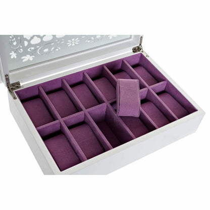 Jewelry box DKD Home Decor Watches 29 x 20 x 9,5 cm Crystal Lilac White MDF Wood DKD Home Decor