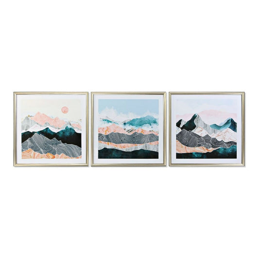 Painting DKD Home Decor Oriental Moutain 70 x 4 x 70 cm (3 Pieces) DKD Home Decor