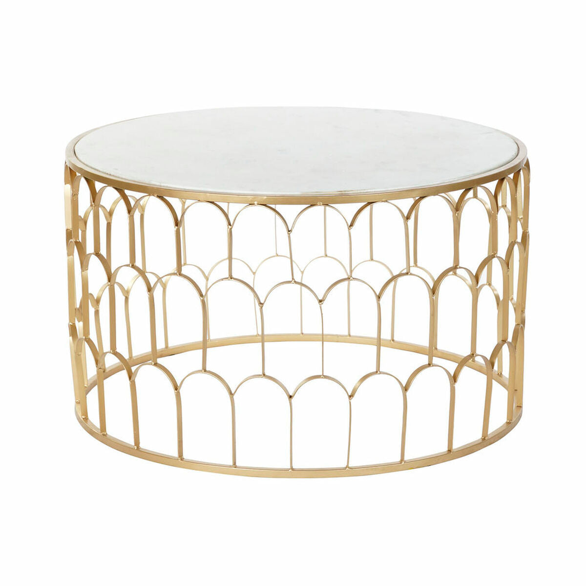 Centre Table DKD Home Decor Glamour White Multicolour Golden Marble Iron 87 x 87 x 51,5 cm DKD Home Decor