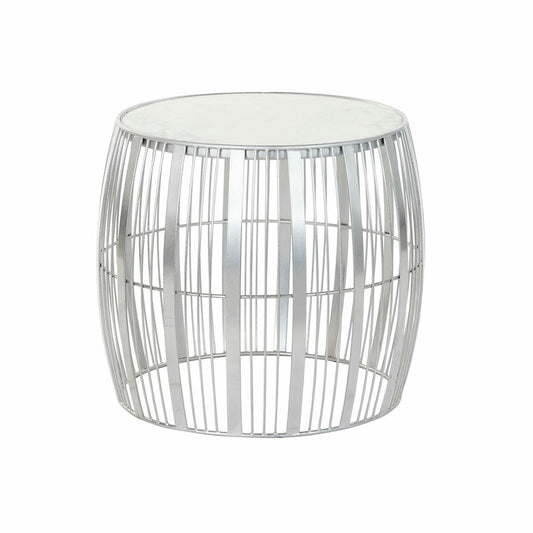 Side table DKD Home Decor White Marble Iron Silver (46 x 46 x 41 cm)