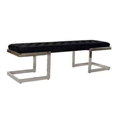 Bench DKD Home Decor Black Polyester Steel (140 x 40 x 40 cm)