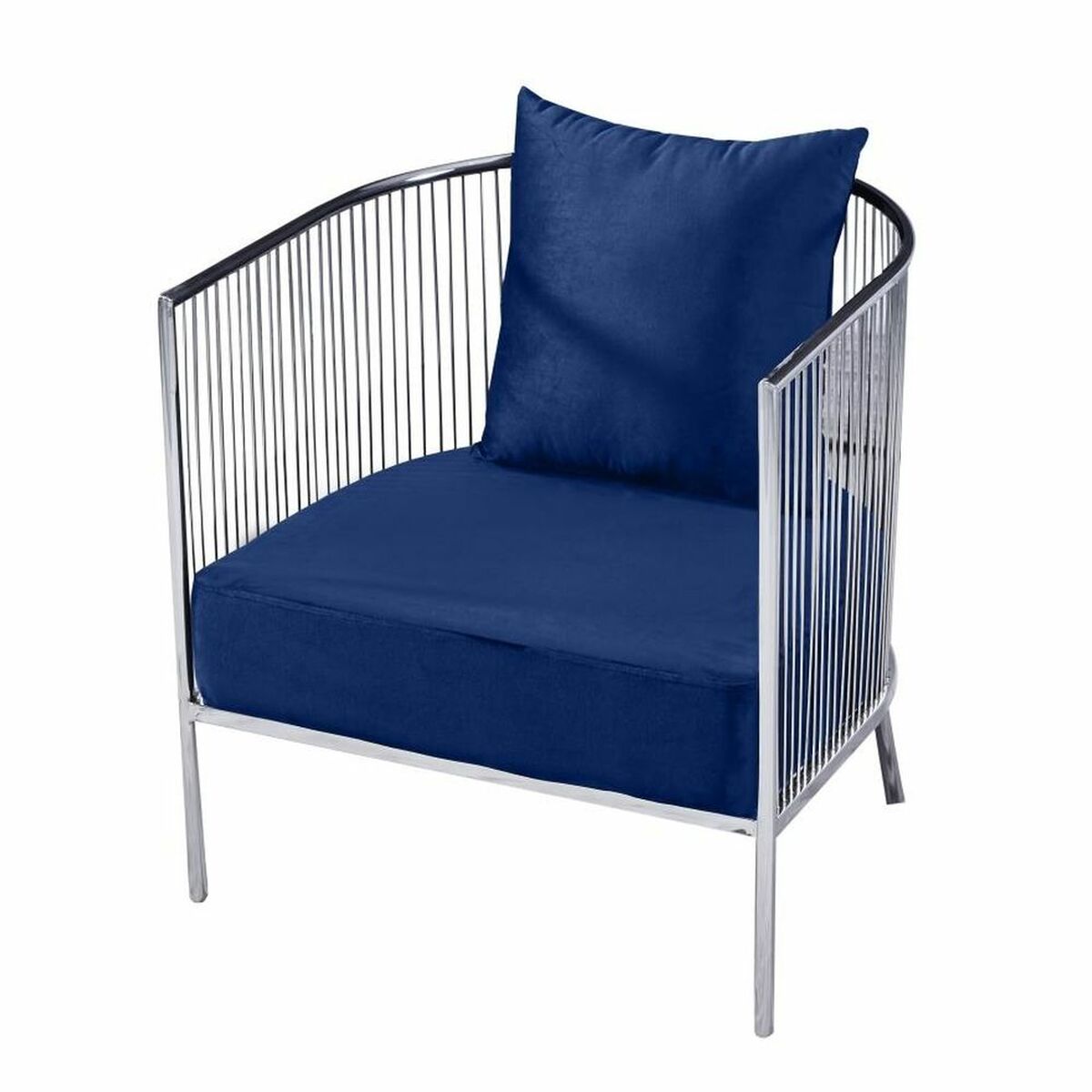 Armchair DKD Home Decor Polyester Steel Navy Blue (66 x 69 x 70 cm) DKD Home Decor