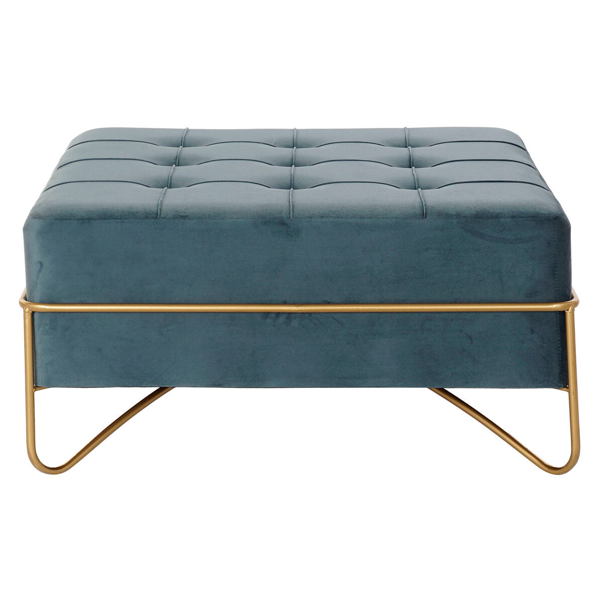 Bench DKD Home Decor Foam Blue Golden Metal Polyester Velvet MDF Wood (80 x 80 x 42 cm) DKD Home Decor