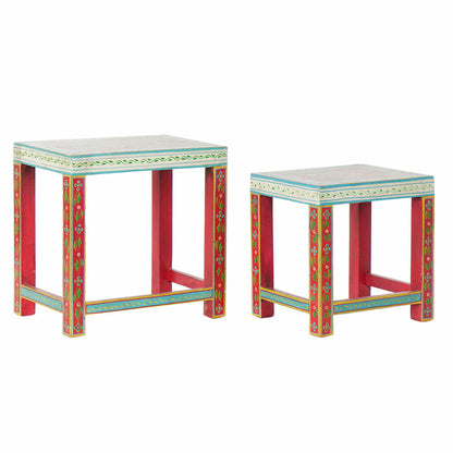 Side table DKD Home Decor 8424001853243 Natural Multicolour Acrylic Mango wood 45 x 30 x 45 cm