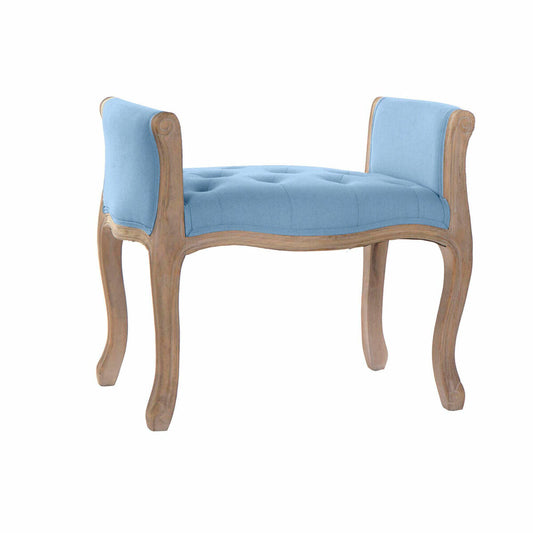 Bench DKD Home Decor Natural Blue Linen Rubber wood (69 x 44 x 60 cm) DKD Home Decor