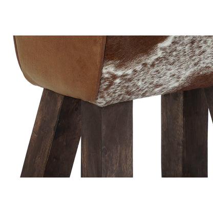 Stool DKD Home Decor White Brown Black Leather Wood 50 x 35 x 75 cm