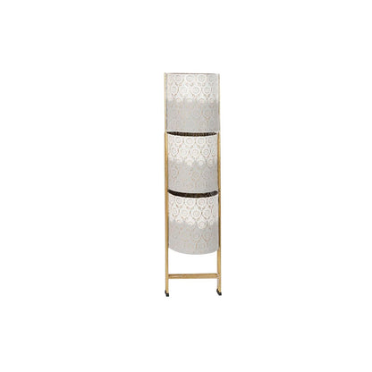 Planter DKD Home Decor White Grey Golden Bicoloured Metal Iron Stripped 45 x 33 x 92,8 cm Circular (2 Units)