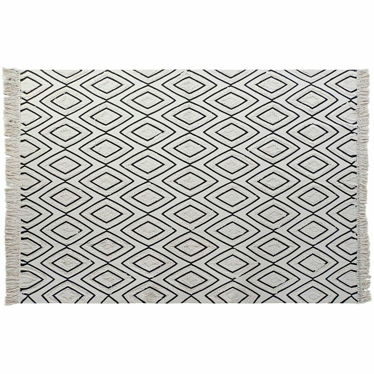 Carpet DKD Home Decor 160 x 250 x 0,7 cm Black Polyester Cotton White Rhombus Boho