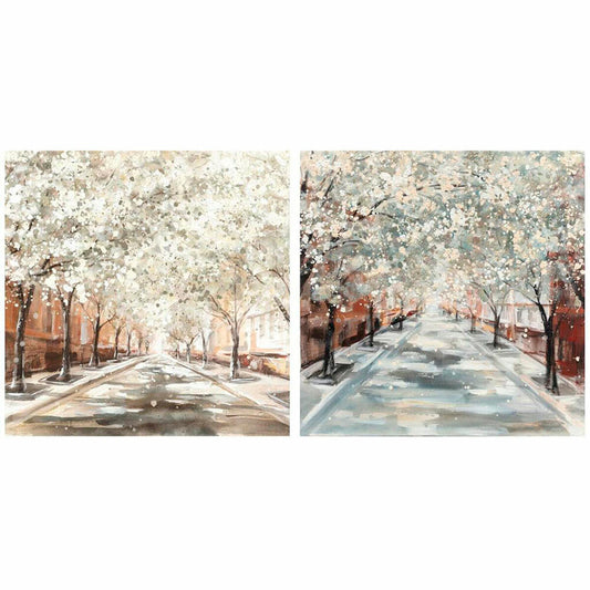 Painting DKD Home Decor Trees Cottage 100 x 3,7 x 100 cm (2 Units)