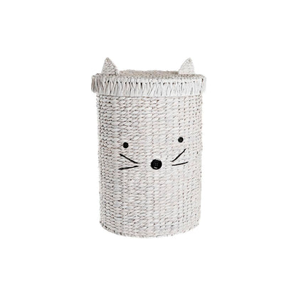 Laundry basket DKD Home Decor White Children's Cat 42 x 42 x 63 cm Fibre (2 Units)