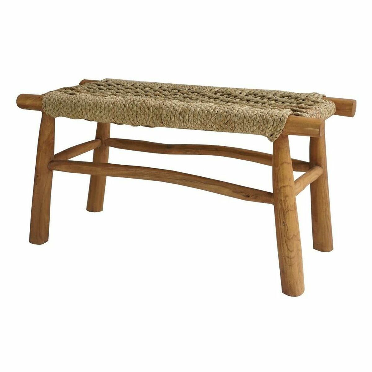 Bench DKD Home Decor Natural Light brown Rattan Teak 90 x 32 x 45 cm