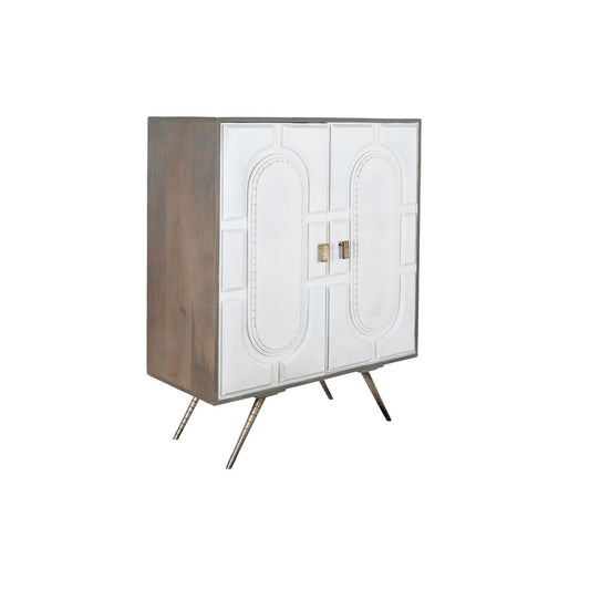 Sideboard DKD Home Decor Grey Golden White Brass Mango wood (93 x 41 x 114 cm)