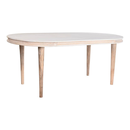 Dining Table DKD Home Decor White Golden Brass Mango wood 180 x 90 x 76 cm