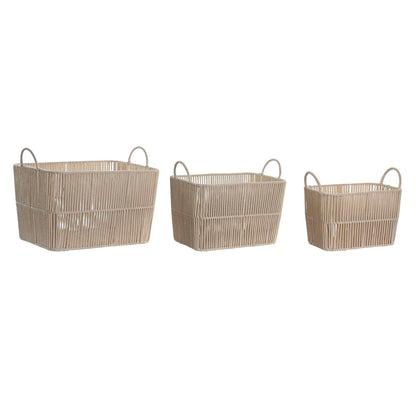 Basket set DKD Home Decor Beige Metal 39 x 29 x 31 cm 3 Pieces