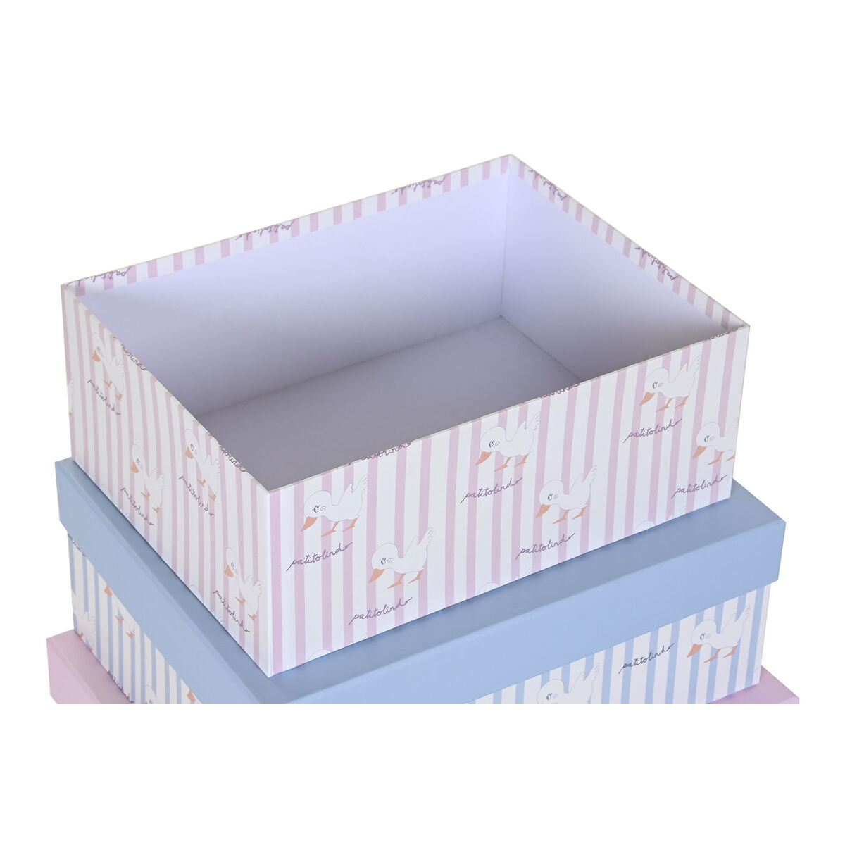 Set of Stackable Organising Boxes DKD Home Decor Blue Pink Cardboard (43,5 x 33,5 x 15,5 cm) DKD Home Decor