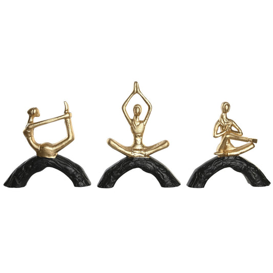 Decorative Figure DKD Home Decor 28 x 7 x 35 cm 28 x 8 x 36 cm Black Golden Yoga (3 Units) DKD Home Decor