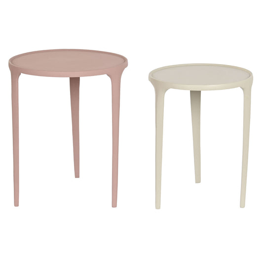 Set of 2 tables DKD Home Decor Beige Pink 40 x 40 x 50 cm