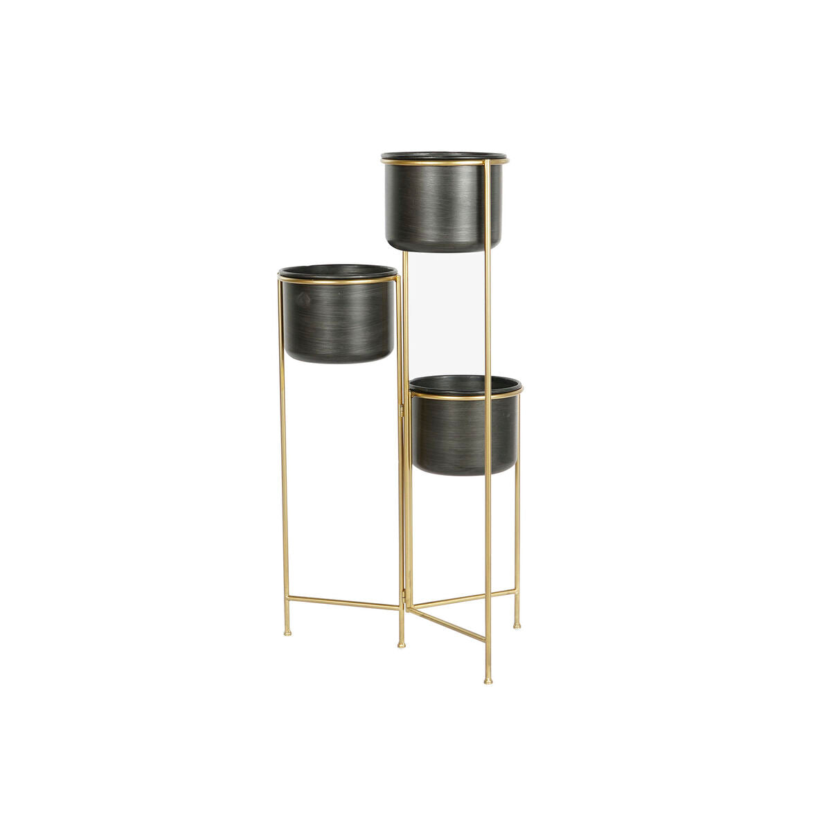 Planter DKD Home Decor 30 x 21 x 80 cm Black Golden Metal