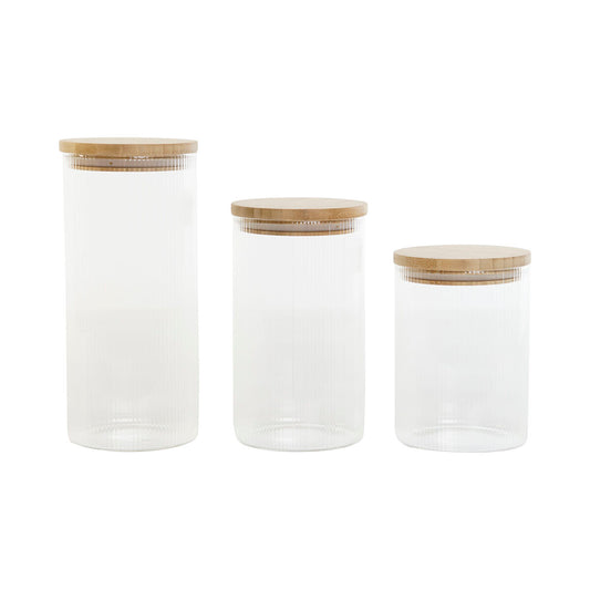 3 Tubs Home ESPRIT Transparent Silicone Bamboo Borosilicate Glass 10 x 10 x 22,3 cm - byKim