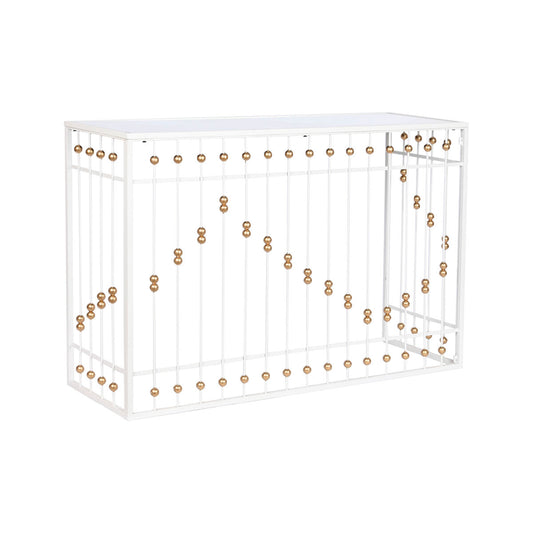 Console Home ESPRIT White Golden Mirror 120 x 40 x 80 cm Home ESPRIT