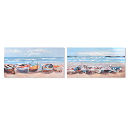 Painting Home ESPRIT Ship Mediterranean 120 x 3 x 60 cm (2 Units) Home ESPRIT