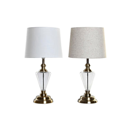 Desk lamp Home ESPRIT White Beige Metal Crystal 35 x 35 x 69 cm (2 Units)