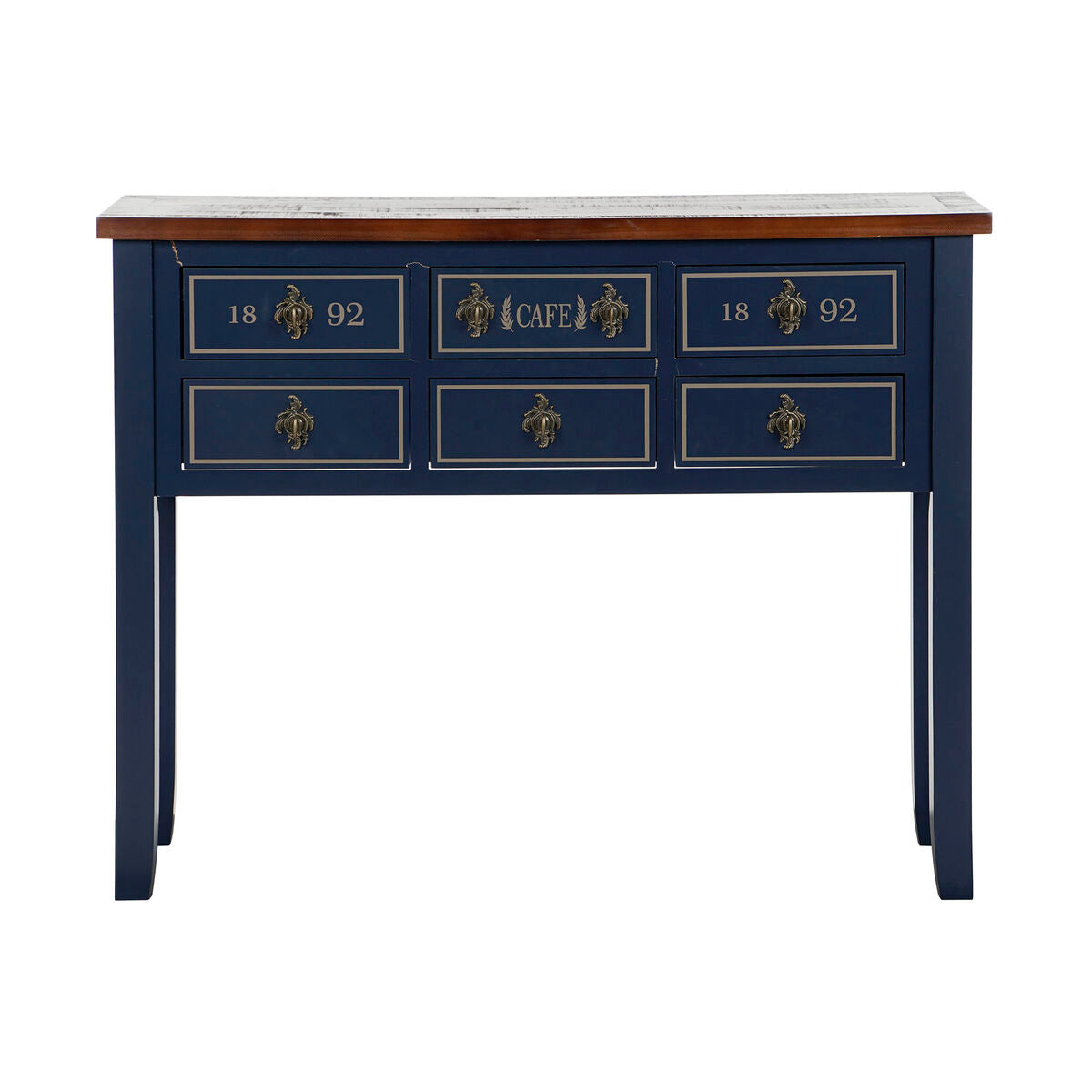 Console Home ESPRIT Brown Navy Blue Paolownia wood 103 x 35 x 80 cm