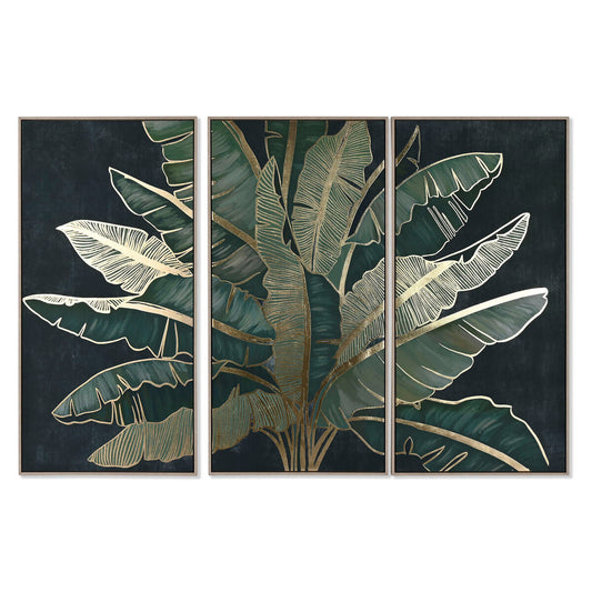 Set of 3 pictures Home ESPRIT Palms Tropical 180 x 4 x 120 cm (3 Pieces) Home ESPRIT