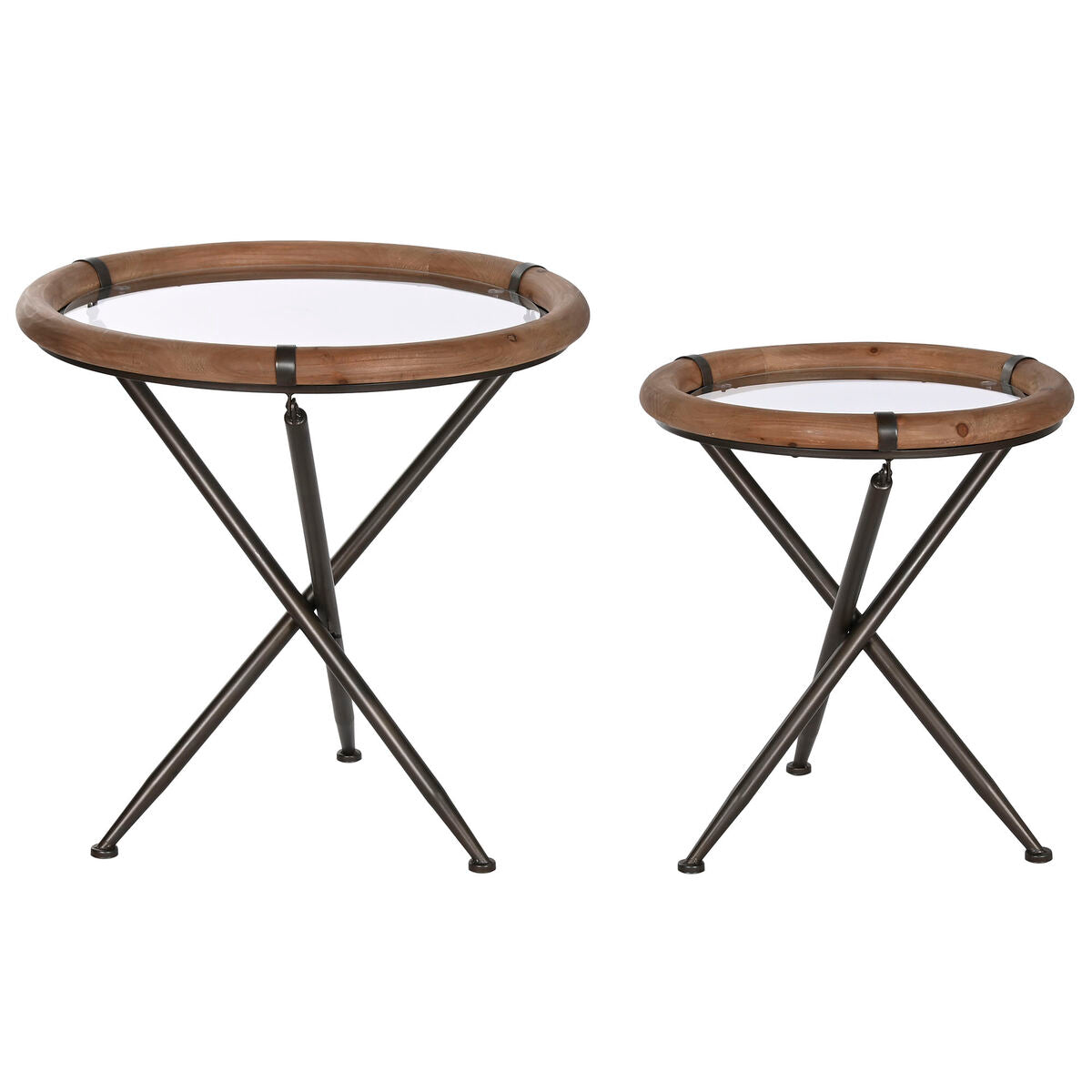 Set of 2 tables Home ESPRIT Black Natural Crystal Fir 65 x 65 x 66 cm